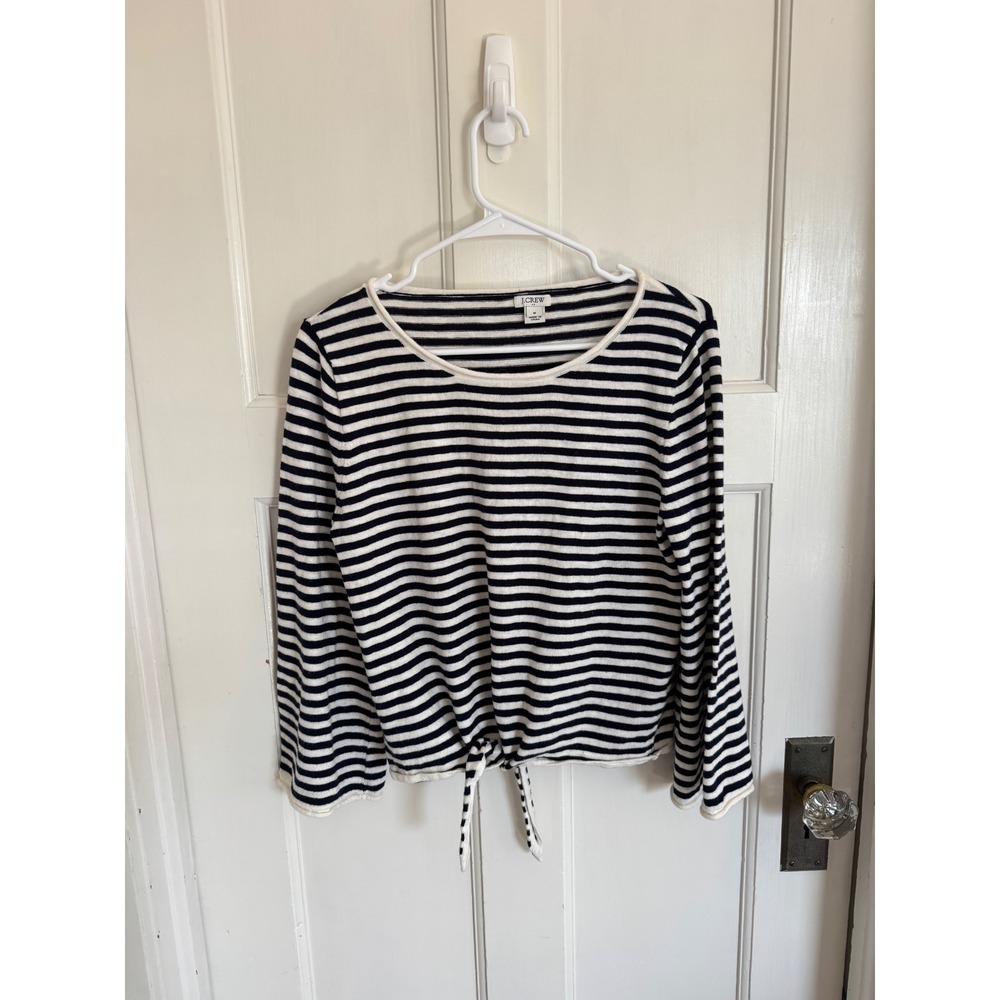 J.Crew navy & white striped tie top size medium